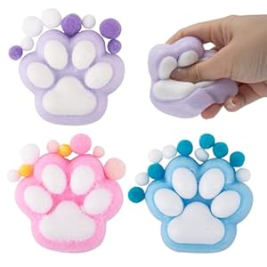 AWAVM – Juego de 3 piezas de juguete para gatos (3 unidades, diseño de pata de gato, Kawaii, antiestrés, para niños y adultos, ideal para relajación y fiesta