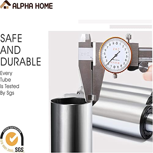 ALPHA HOME 2 Pack Brown Bar Chairs, 360 Swivel Stools with PU Leather, Adjustable Counter Height, Sturdy Metal Frame, 300 Lbs Capacity, 28-33 Inches Seat Height