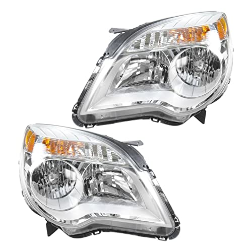 AM Autoparts Headlight Headlamp LH & RH Pair Set of 2 for 10-13 Chevy Equinox LT & LS