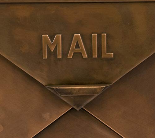Benjara Bm15926 Spacious Envelope Shaped Wall Mount Iron Mail Box, Copper Finish #TOP5