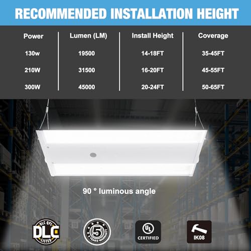 G GJIA LED Linear High Bay LED Shop Lights, 210W 31500LM 0-10V Dimmable 5000K Daylight, Adjustable LED High Bay Shop Lights Lighting Fixtures for Garage Warehouse Workshop, 4-Pack, UL by G GJIA - Image 2