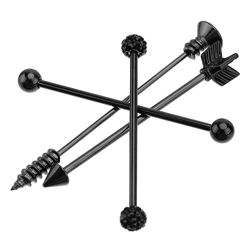 BESTYASH 4 Pendientes De Tuerca Barras De Perforación Industriales Barra Recta Pendiente De Hélice Pendientes Decorativos Decoración De Oreja Anillos De Nariz Aro De Acero