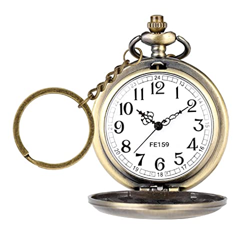 Image of AUGEN Premium Pocket Watch Metal Keychain Crown Retro Vintage for Gifting With Key Ring Anti-Rust (Pack Of 1)