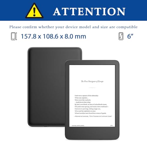 Funda para Kindle 2024 de 6.0" con carcasa interna de silicona y soporte integrado 2