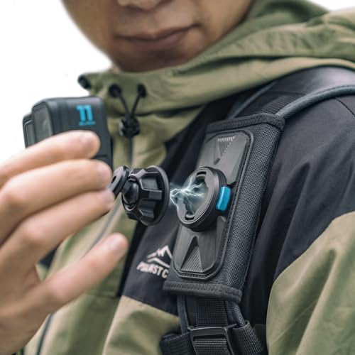 SUREWO Magnetic Quick Release Backpack Mount 360 Backpack Shoulder Strap Mount Compatible with GoPro Hero 13/12/11/10/9/8/7/(2018)/6/5 Black DJI Osmo Action 6/5Pro/4/3 and More