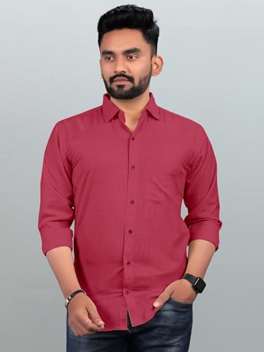 Image of Men Regular Fit Solid Spread Collar Casual Shirt