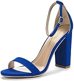 Absatzhöhe: ca. 10,2 cm DREAM PAIRS Damen High-Chunk High Heel Pumps Sandalen, Blau (königsblau), 42 EU