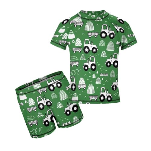 Green Tractors PatternedChildren's Swimsuits Boys Two Piece Suit9-11Y（140cm）