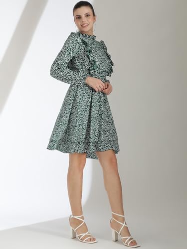 Image of KOTTY Women's Fit And Flare Mid Thigh Length Glamour Galore Crystal Petal Dress