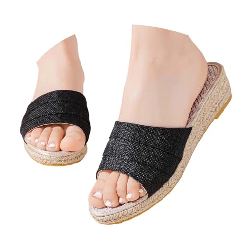 Sandales plates à plateforme style bohème en corde tressée confortable