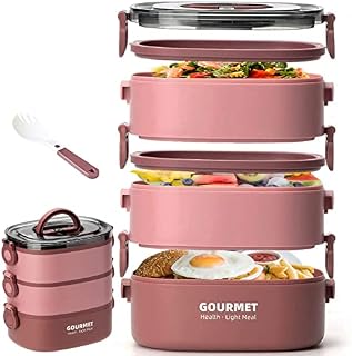 Lunch Box 2000ML 3-Tier Stackable Bento Box for Adults & Kids Sealed Leak-Proof Bento Lunch Box Portable Students Workers Food Container for Home Office School Camping