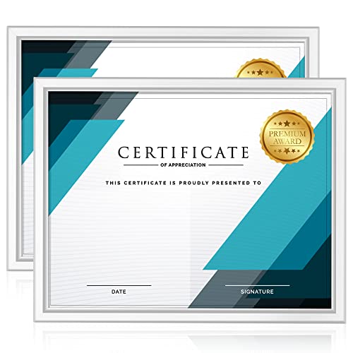 LaVie Home 8.5x11 Picture Frames (2 Pack, White) Simple Designed Photo Frame with High Definition Glass for Wall Mount & Table Top Display, Set of 2 Classic Collection