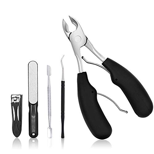 Large Nail Clippers For Thick Nails, Fingernail Ingrown Toenail Clippers Set, Size 5 inch Sharp Heavy Duty Professional Podiatrist Toe Nail Scissors Trimming Clippers for Men Women Adult Seniors