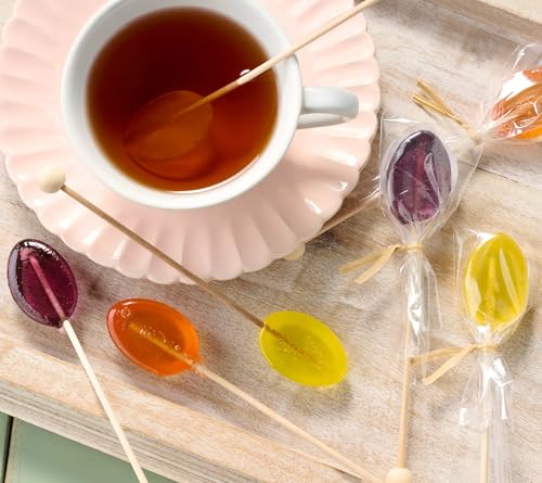 Image of Melville Candy Honey Spoon Gift Set - Spoons & Lollipops on Wooden Ball Sticks - Gluten-Free, Made in USA Stirrers for Tea, Coffee, & Hot Beverages - Individually Wrapped (6-Count, Lemon)