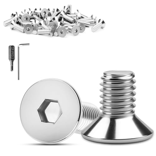 XRXYMQ 110 Pezzi Viti Acciaio Inox M4 x 12 mm Viti Inox 304 Vite A Testa Svasata Esagono Incassato Filettatura Completa