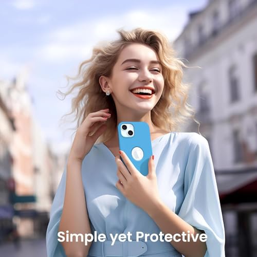 Image of VONZEE Microfiber Logo Cut Cover Compatible for iPhone 15 Plus Case Liquid Silicone Cases Full Body 4 Layer Protective Covers Shockproof Back Cover with High Raised Camera Lips (6.7 inch, Aqua Blue)