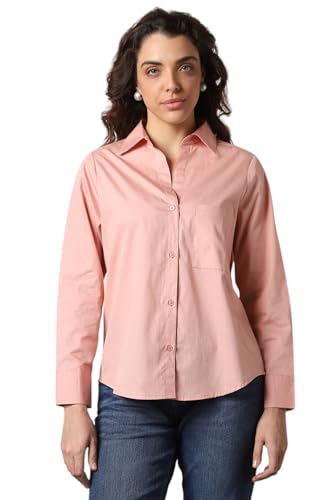Image of HIGH Star Oversized Solid Cotton Shirt for Women | Stylish Tops for Women | Comfortable and Trendy Casual Shirt