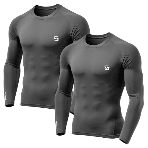 Image of Men's Cool Dry Short Sleeve Compression Shirts, Sports Baselayer T-Shirts Tops, Athletic Workout Shirt
