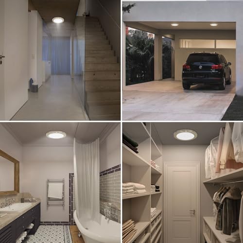 Battery Operated LED Celling Lights Fixture with Auto Motion Sensor, Smart Body Sensor Ceiling-mounted Lamps with 3 Colors/Brightness, Motion Detection Magnetic Celling Lights for Closet Shower-Gold by Koopala - Image 6
