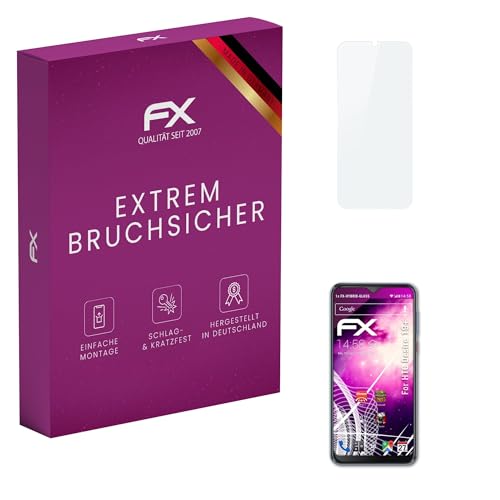 atFoliX Glasfolie kompatibel mit HTC Desire 19+ Bildschirmfolie, 9H Hybrid-Glass FX Schutzpanzer Folie
