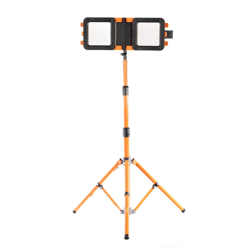 Vaunt White 20W Rechargeable Led Folding Work Light With Tripod, 2000 Lumens, Cordless Adjustable Dual Site Floodlight, Camping Lights Outdoor Security Light For Yard, Emergency, Fishing, Hiking