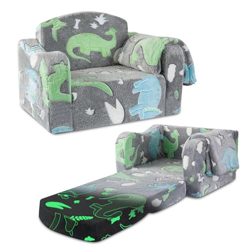 Toddler Convertible Plush Chair and Couch with Blanket