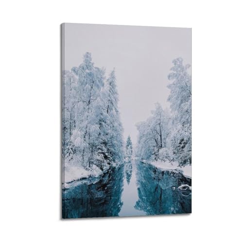 Poster paysage rivière de forêt pour créer un salon zen et moderne toile esthétique 40x60cm