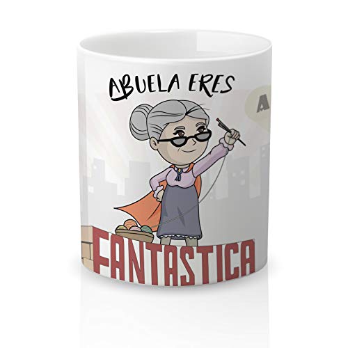 Yujuuu! | Taza cerámica Original Abuela. Resistente 100% al microondas y lavavajillas. Taza Cover