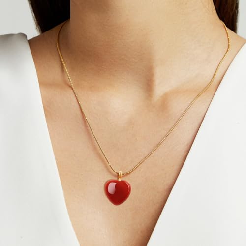 COAI Snake Chain Necklace Red Carnelian Necklace for Women Crystal Necklace2