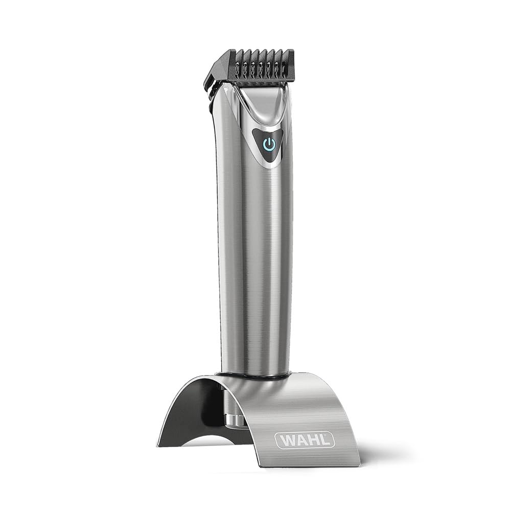 Wahl Washable Stainless Steel Multigroomer, tondeuse à barbe et cheveux pour hommes, tondeuse à domicile, tondeuse nez-oreilles, set de toilettage pour hommes, entièrement lavable, sans fil