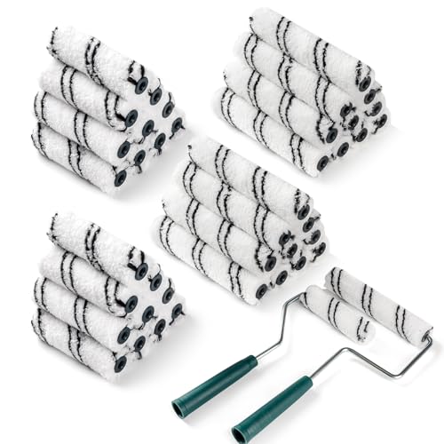 CoatPro Twools 40 Pack 4 Inch and 6 Inch Microfiber Paint Roller Covers with 2pcs Anti Rust Metal Roller Frames, Professional Grade Painting Tools for Walls, Ceilings, Furniture