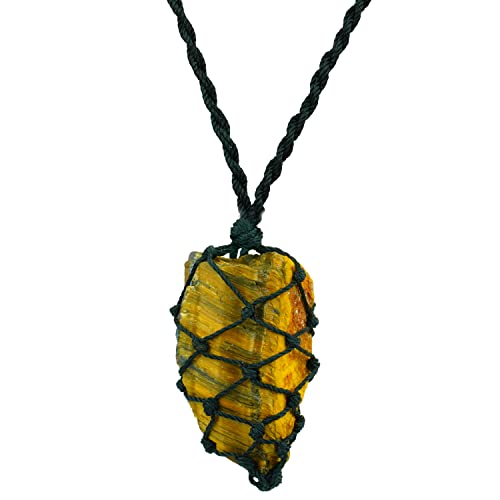 Image of REMEDYWALA Charged Energized Raw Stone Thread Cage Wrapped Pendant | Raw Stone Thread Cage Wrapped Pendant for Women and Men