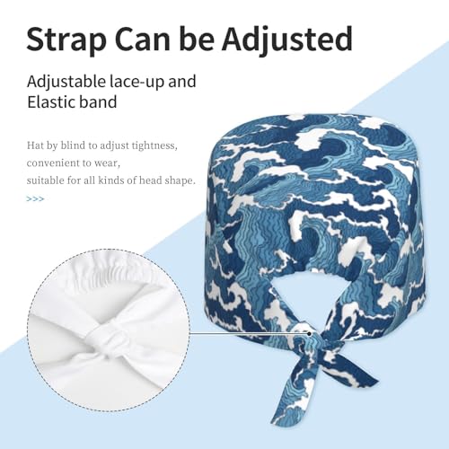 Image of Working Cap Scrub Cap with Sweatband Adjustable Unisex Women Tie Back Hat Nurse Surgical Caps