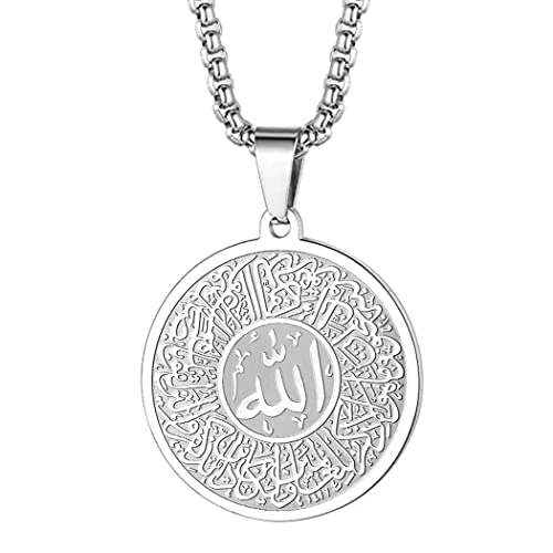 LUTAKU Collier musulman Allah en acier inoxydable - Collier arabe avec pendentif islam et coran - Cadeau islamique pour femme et homme - Accessoires pour...