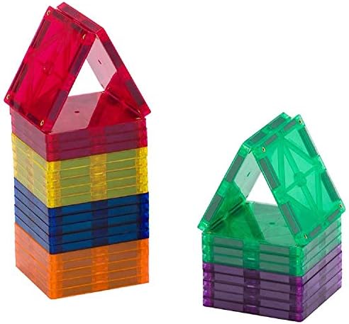 Playmags Magnetic Tiles, 30-Piece Magnet Squares Expansion Set, Construction Building Blocks, Starter Set for Kids Ages 3+