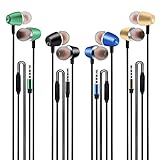 Earbuds Headphones with Microphone 4 Pack, Compatible with iPhone and Android Smartphones,iPod,iPad, MP3 Players,Fits All 3.5mm Interface (Mixed Color 4 Pairs)