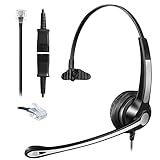 Callez RJ45 Auriculares Teléfono Fijo Mono, Micrófono con Cancelación de Ruido y Quick Disconnect, Cascos Telefonía Fija con Cable para Siemens...