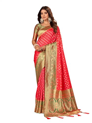 Image of Mehrang Women's Pure Kanjivaram Silk Saree Banarasi Silk Wedding Sarees for Women with Blouse Piece