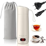 Herbst Elektrischer Reisewasserkocher Klein, 3 Min. Schnell erhitzend & 4 Temperaturstufen, Tragbarer Wasserkocher für Tee, Kaffee & Babynahrung, 400ml Mini Kocher für Reise, Büro & Camping