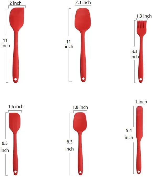 Miniatura 3 de Juego de 6 espátulas de silicona resistentes al calor, espátulas de goma de grado alimenticio para utensilios de cocina antiadherentes para hornear
