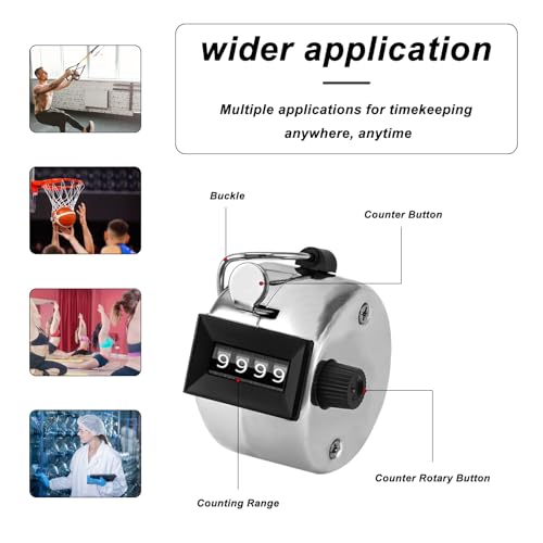 2 Stück Handzähler Zähler, Reihenzähler, Mechanischer Zähler Handzähler Klicker, Metall Zähler Klicker Counter Counter, 4 Ziffern Fingerzähler rundenzähler für schwimmen Sport Stricken Golf Zähler