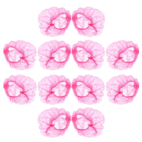 NIYANGLE 100 Gorros Desechables de Malla No Tejida Cabello Transpirables y Flexibles Tamaño 21 Pulgadas Color Rosa Ideales para Uso Hospitales Salones y Sector Alimentario