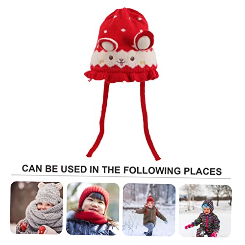 Adorable Cartoon Baby Hat Warm Knitted Ear Protection Beanie Winter Infant Cap for Boys and Girls Cute and Cozy Knitted Hat Red4