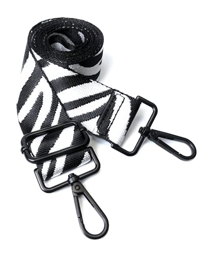 Image of Purse Strap Replacement for Crossbody Bags & Handbags | Premium Webbing with Matte Black Hardware Clip-On Installation Adjustable Length Comfortable Wide Guitar Style Strap