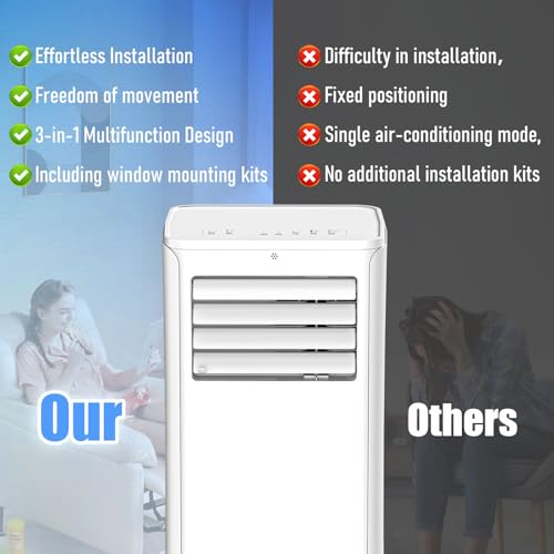 Image of Coolblus Portable Air Conditioners Cool Up to 540 Sq.Ft, 12000BTU Portable AC with Remote Control, Air Conditioner for Rooms, Bedroom, Living Room, Garage, No Wall or Window Installation Needed, White