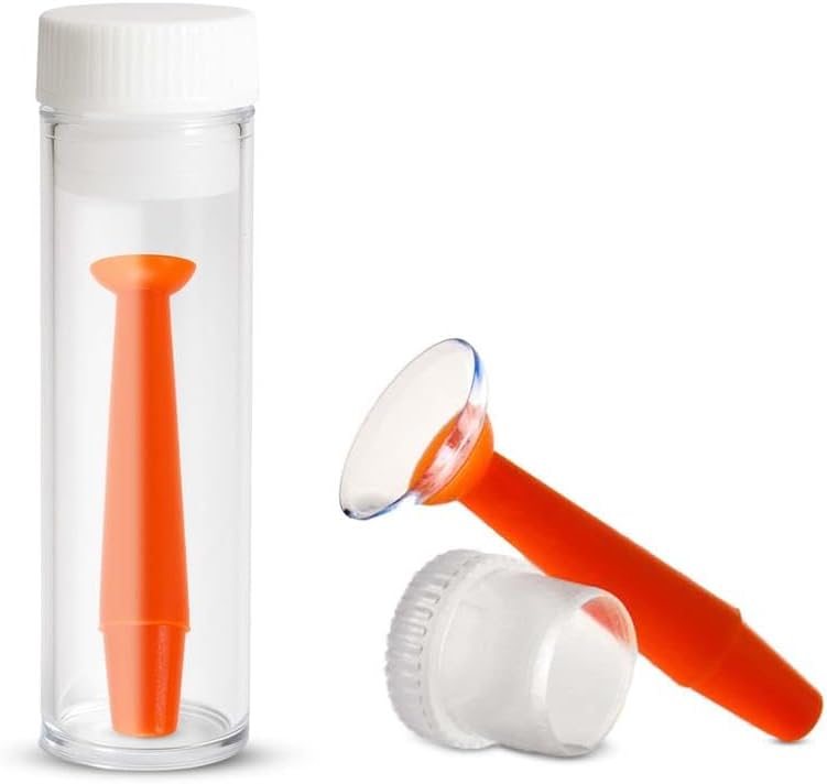SPORTS WORLD VISION | Contact Lenses Applicator & Remover Tool with Storage Case | 1PC Orange Silicone Lens Inserter with Suction Holder for Coloured Contact Lenses