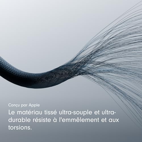 Beats USB-C vers USB-C Câble tissé, charge rapide, durable/anti-nœuds, chargeur compatible pour les appareils Apple et Android (1,5 m) - Bleu nitro