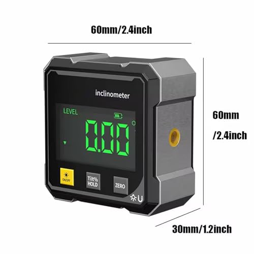 Luminis Precision X1 Wasserwaage Digitaler Winkelmesser Neigungsmesser, 4-Seitiger Magnetischer Digitaler Winkelmesser, LCD-Display Neigungsmesser für Holzbearbeitung