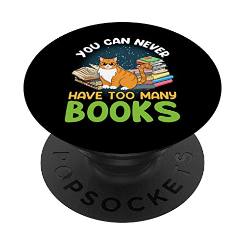 Funny reading books quote for bookdragons and bookworms cats PopSockets Swappable PopGrip, Black