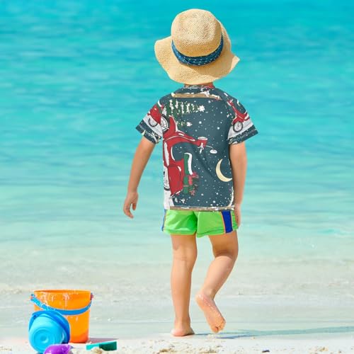 Boys Short Sleeve T-Shirts Red Motocross Moon Rashguard Kids Swim Shirts Sun UPF 50+ 5